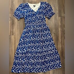 Talbots STRETCH CREPE SMOCKED MIDI DRESS - SHADOW PAISLEY Sz 6